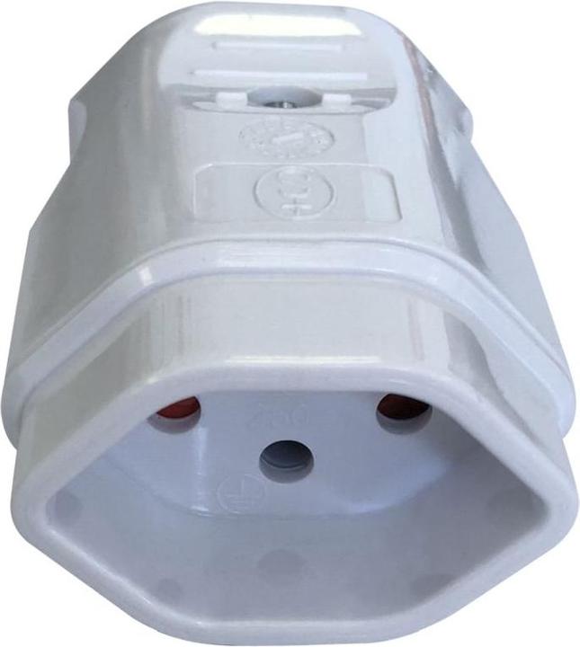 Produktbild Elbro Kupplungssteckdose Typ 13 10A 250V S+ Ø9.6mm 46×32×61mm 36g IP20 weiss