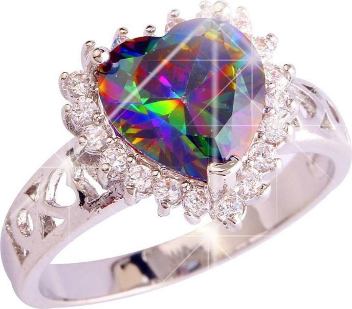 Produktbild Hermex versilberter Ring mit Regenbogen Sapphire - Gr. 57 / Size 8 (8, 925 Silber)