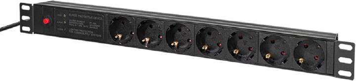 Produktbild LogiLink 19" Steckdosenleiste 7-fach, mit Netzfilter u. Überlastschutz (7 x, CEE 7/3, 2 m)