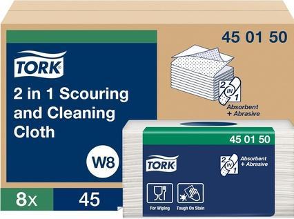 Actual product image Tork 2-In-1 Scouring and Cleaning Cloth White Reusable