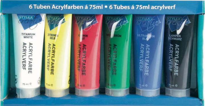 Actual product image Stylex Acrylic paints set of 6 (6 different colours, 75 ml)