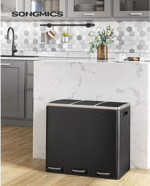 Produktbild Songmics Mülltrenner 3 x 18,0 l schwarz (54 l)