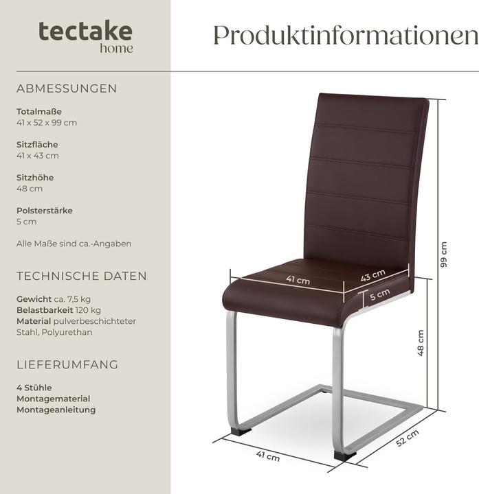 Produktbild tectake 4x Schwingstuhl
