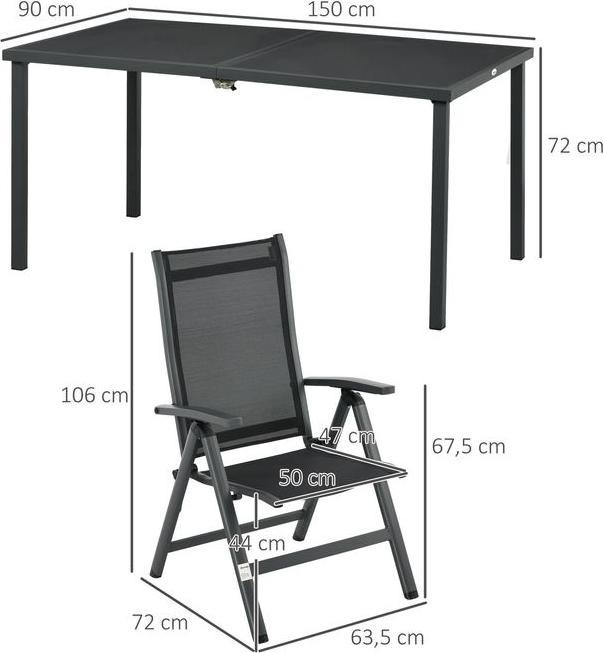 Image du produit Swisshandel24 5 pcs. ensemble de meubles de jardin, ensemble de sièges y compris 1 table à manger, 4 chaises (150 cm)