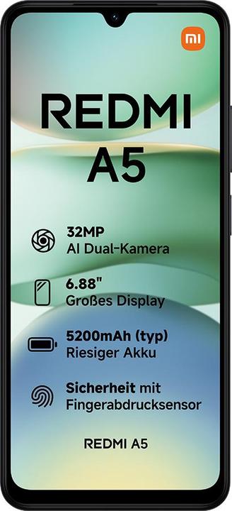 Image du produit Xiaomi Redmi A5 4G (64 Go, Midnight Black, 6.88", Double SIM + SD, 32 Mpx, 4G)