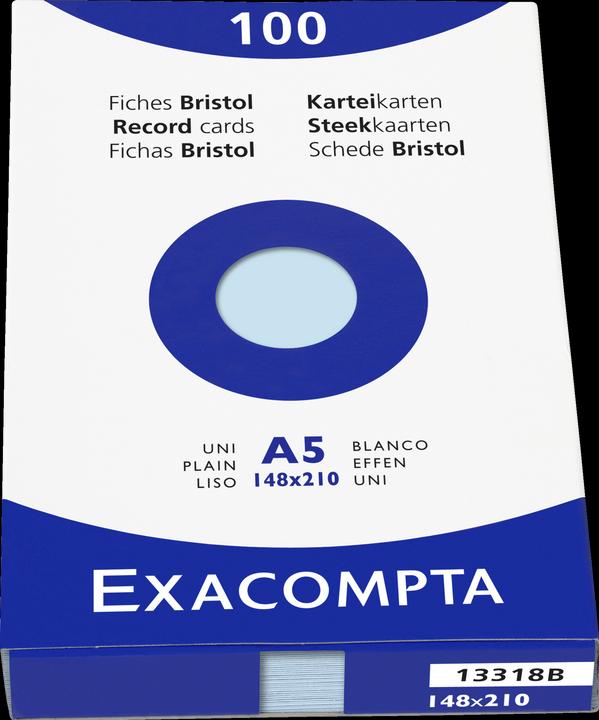 Image du produit Exacompta Fiches vierges bleues, 100 (A5, 205 g/m², 100 x)