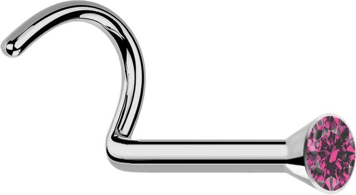 Image du produit Star Piercing Clous de nez courbes argentés avec cristal rose (Titane G23, sans laiton)