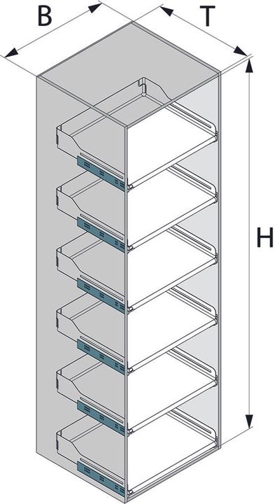 Actual product image Peka Metall Tall cabinet full extension Pleno 1900 Libell