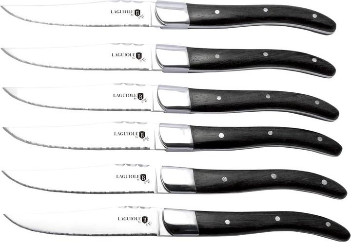 BerlingerHaus 6-delig steakmes met zwart houten handvat (BH/2469) (6 Stuk, Mes)