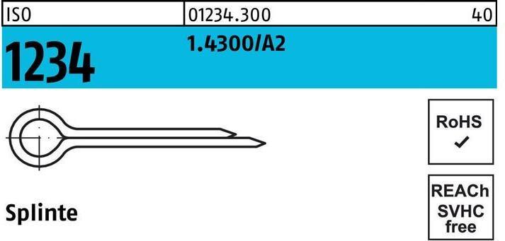 Actual product image Split pins ISO 1234 2 x 10 1.4300/A 2