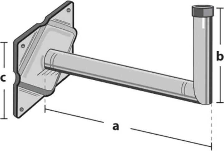 Actual product image Televes WWH40HIT - Angle Wall Bracket, Galvanized, 38 mm Diameter, 40 cm Wall Distance (Plug socket)