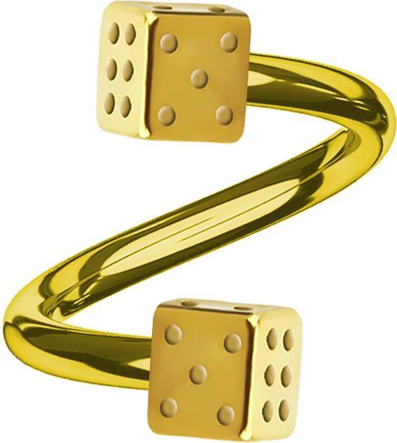 Image du produit Star Piercing Micro Spirale dorée avec deux cubes (sans laiton, Acier chirurgical 316L)