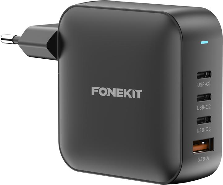 FoneKit GaN PD 165W Power Adapter, USB-A + 3 x USB-C, black (165 W)