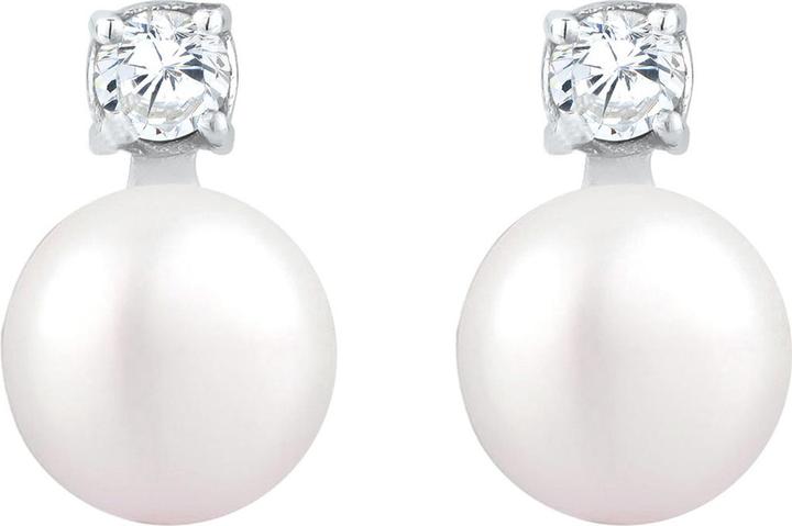 Elli Ohrringe Basic Süsswasserzuchtperle Zirkonia 925 Silber (Süsswasserzuchtperlen, Zirkonia, 925er Sterling Silber)