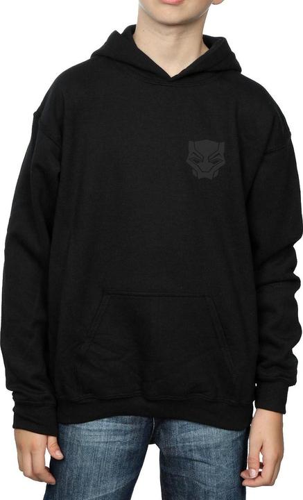 Produktbild Jungen Black Panther Schwarz auf Schwarz Brust Druck Hoodie (140, 146)