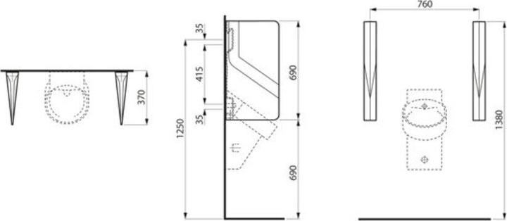 Immagine prodotto Laufen Divisorio per orinatoio Val, 370x75x690mm, H847280