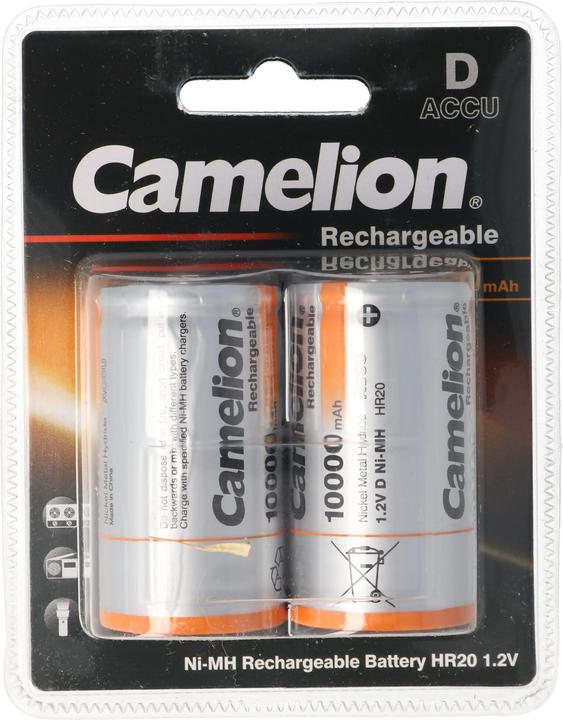 Immagine prodotto Camelion NH-D10000BP2 Batteria ricaricabile al nichel-metallo idruro (NiMH) (2 pz., D, 10000 mAh)