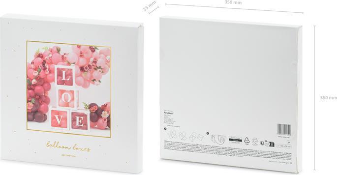 Immagine prodotto Partydeco Scatole per palloncini LOVE, 30x30 cm, bianco (1 pz. / 4 pz.)