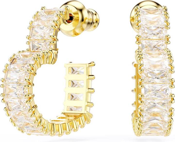 Swarovski Matrix Kreolen Baguette Schliff Herz Klein Weiss Gold (Swarovski Metall)