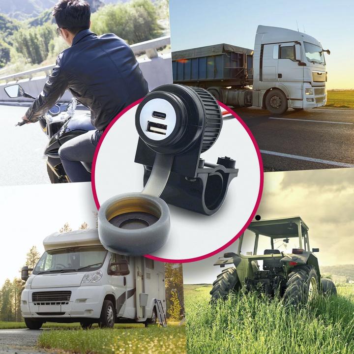 Actual product image Albrecht Duo USB A+C socket motorbike 12/24V