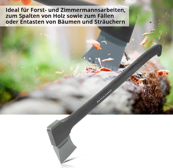 Actual product image Stahlwerk Axe Ca-775 St 775 mm Forestry Axe Made Of Carbon Steel With Fibreglass Handle