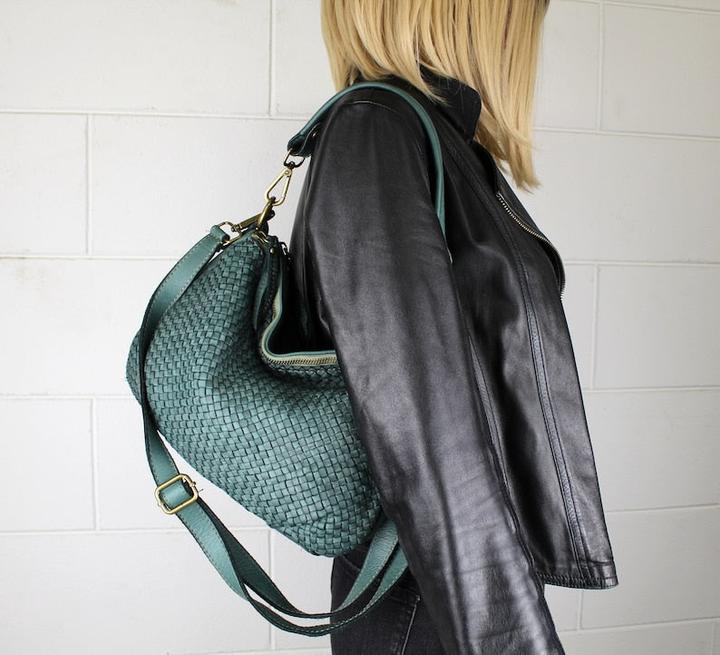 Actual product image Only-Bags.Store Leather bag, soft leather shoulder bag, woven leather handbag