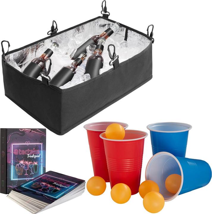 Image du produit tectake Table de beer pong BEERWARS II avec compartiment à glace et éclairage LED