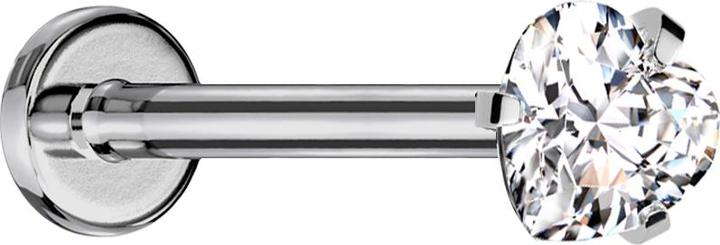 Star Piercing Micro Labret Innengewinde silber Kristallherz silber gefasst (Titan G23, ohne Messing)