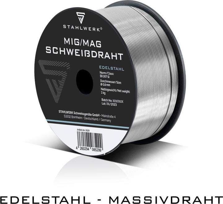 Produktbild Stahlwerk Schweissdraht MIG MAG Edelstahl ER 307 Si  0,8 mm 1 kg Drahtrolle