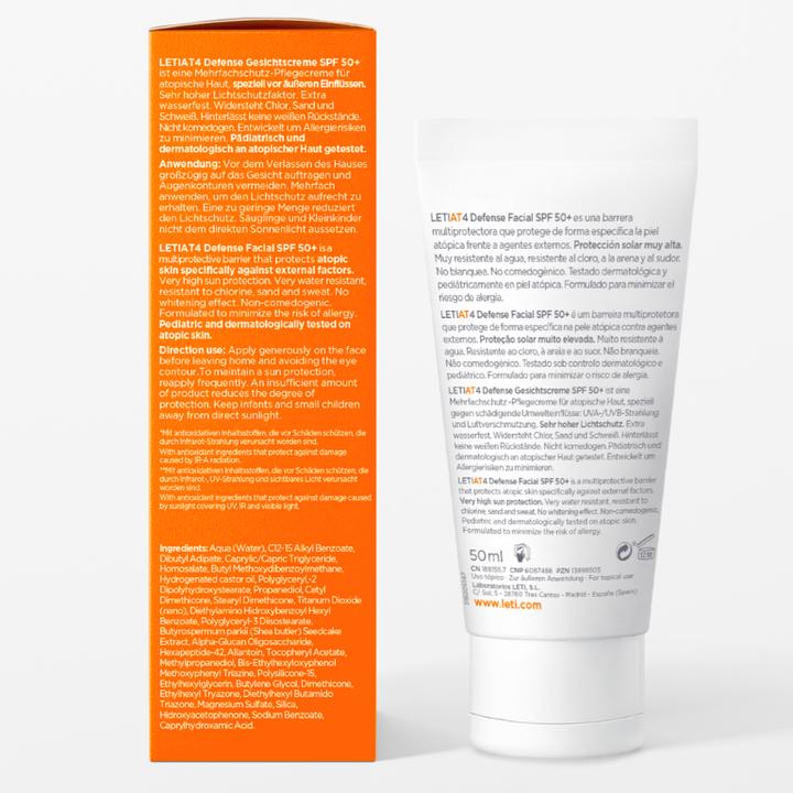Produktbild Leti LETIAT4 Defense Gesichtscreme SPF 50+, 50 ml Creme, 50 ml Creme (Sonnencreme Gesicht, SPF 50+, 50 ml)