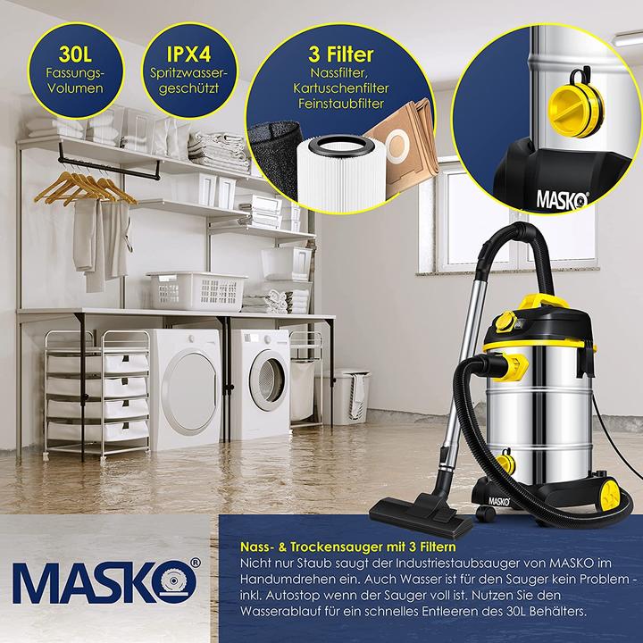 Actual product image Masko Industrial hoover (Wet dry vacuum cleaner)