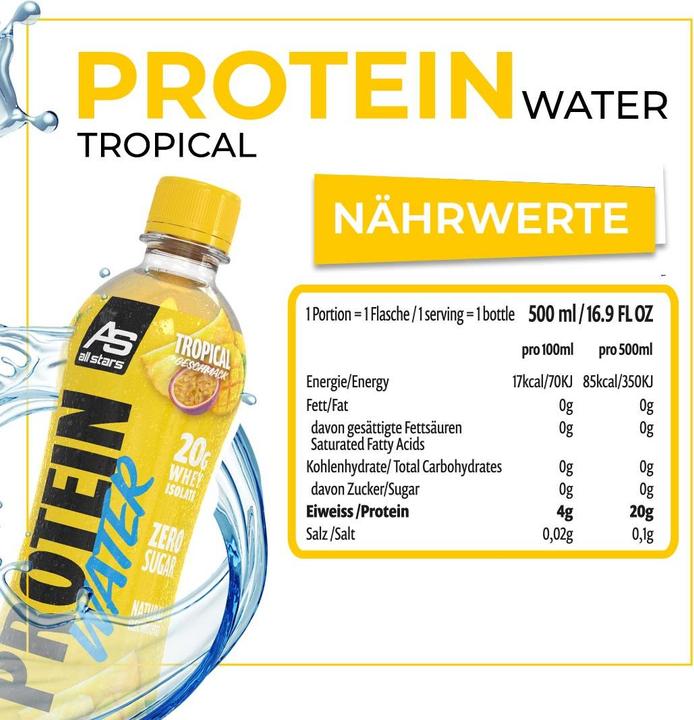 Actual product image All Stars Protein Water (500ML) (Tropical, 1 x)