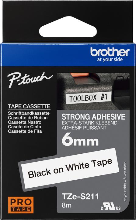 Actual product image Brother Tze-S211 (0.60 cm, White, Black)