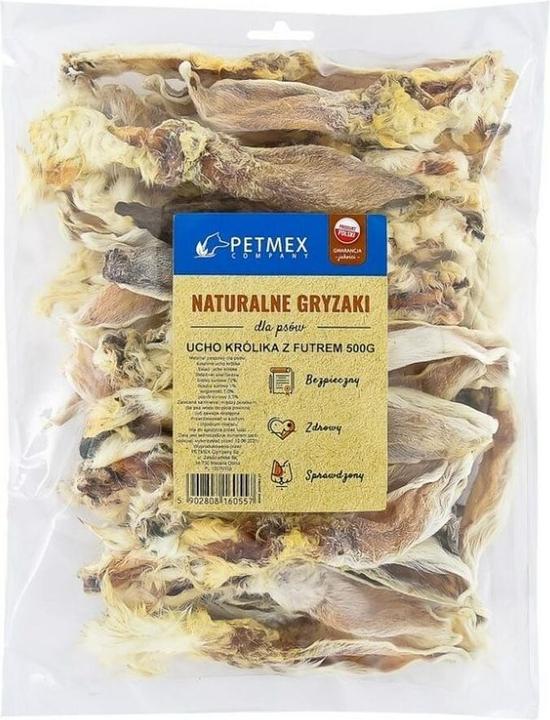 Produktbild Petmex Hundekauartikel Hasenohren mit Fell 500g (Senior, 1 Stk., 500 g)