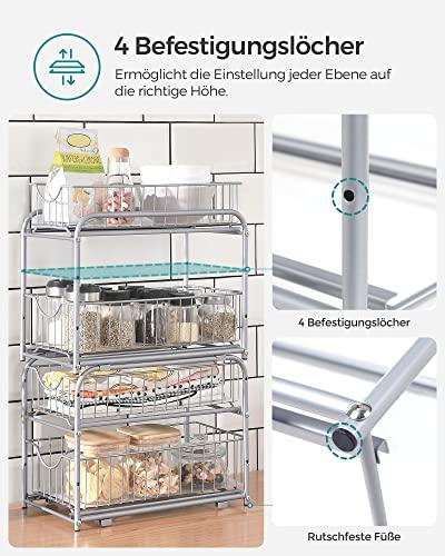 Image du produit Songmics Étagère de cuisine 2 tiroirs Argent