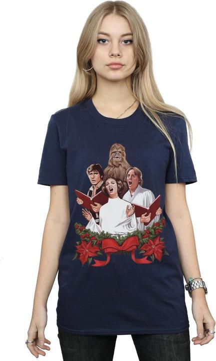 Actual product image Star Wars Womens/Ladies Christmas Carols Cotton Boyfriend T-Shirt (3XL)
