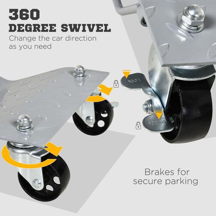 Actual product image Swisshandel24 Manoeuvring jack 2 pieces Manoeuvring aid Tyre change jack with 4 rollers for car Grey 40.5L x 3