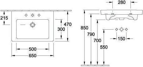 Image du produit Villeroy & Boch V&B lavabo SUBWAY 2.0 650x470mm, avec PLC we C+ (470 mm, 650 mm)