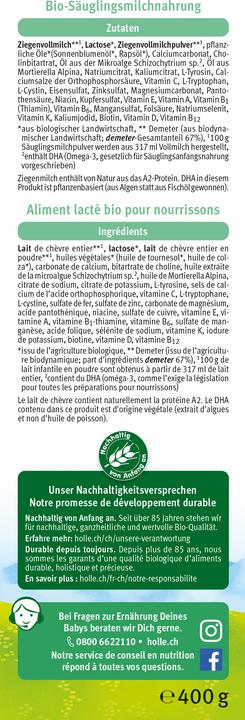 Valori nutrizionali e ingredienti Holle Latte di partenza biologico 1 (460 g, dalla nascita)