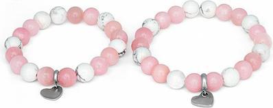 Beneto - Jadeite and howlite beaded bracelets for mother and daughter MINK05/SET