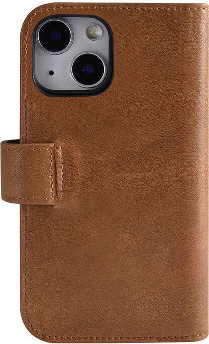 Actual product image Pierre Cardin Case iPhone 13 Mini - Genuine leather book case brown & 6 card slots (Apple iPhone 13 mini)