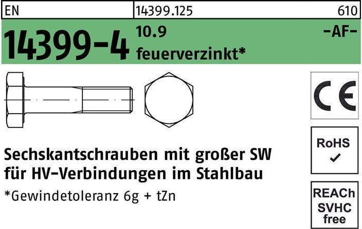 Image du produit August Vis à tête hexagonale EN 14399-4 M 30 x 240 10.9 galvanisée à chaud (1 Vis par pièce)