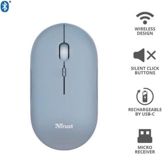Actual product image Trust Mouse Puck Rechargeable Blue (Wireless)