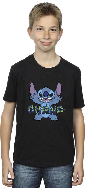 Actual product image Disney Boys Lilo And Stitch Ohana Blue Glitch T-Shirt (140, 146)