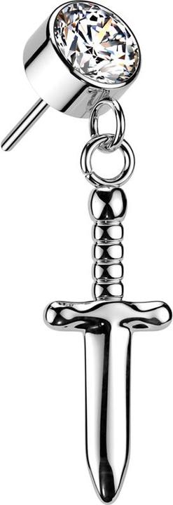 Image du produit Star Piercing Threadless Zylinder silber Kristall silber Anhänger Dolch silber (sans laiton, Titane G23)