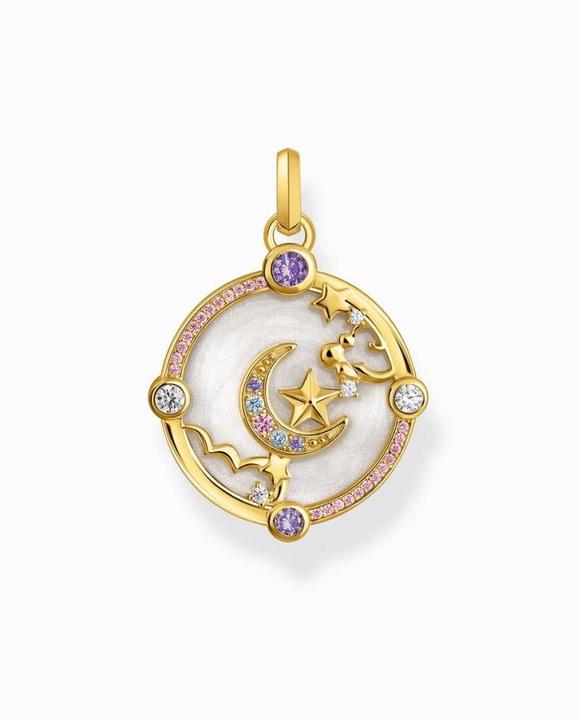 Produktbild Thomas Sabo Kettenanhänger mit Halbmond und bunten Steinen vergoldet (Emaille, 925er Silber)