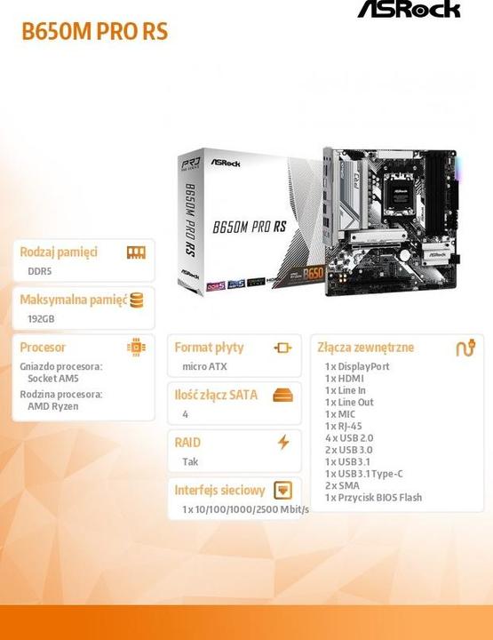 Produktbild AsRock B650M Pro RS (AM5, AMD B650, mATX)
