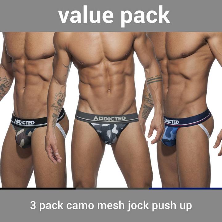 Addicted Three Pack Camo Jockstrap (M, pack of 3)