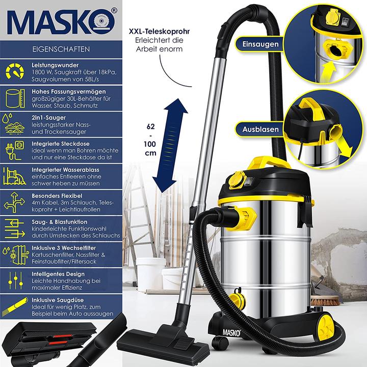 Actual product image Masko Industrial hoover (Wet dry vacuum cleaner)
