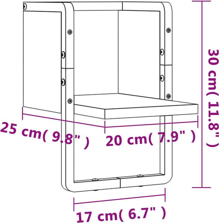 Produktbild VidaXL Wandregal mit Stange Sonoma-Eiche 20x25x30 cm,Farbe (20 x 25 x 30 cm)